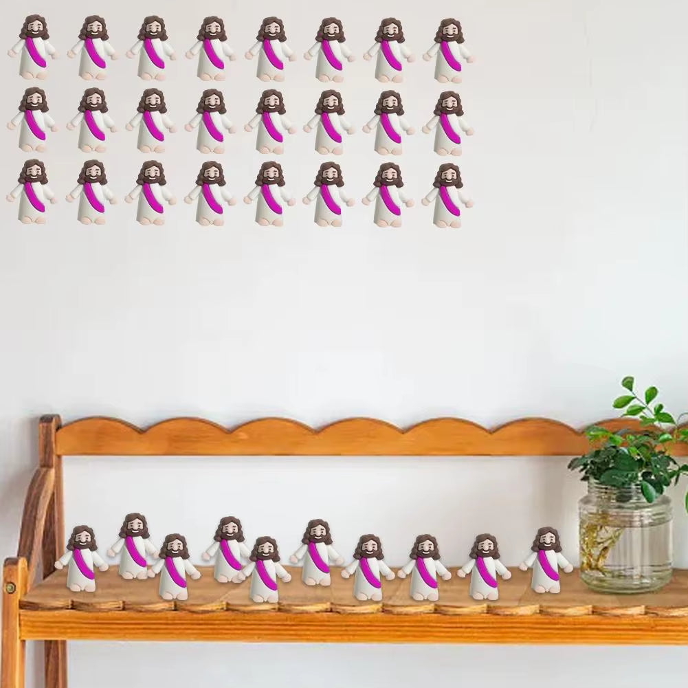 24/50/60Pcs Mini Jesus Statue Easter Decoration Jesus Toys Figure Christ Religious Savior Jesus Doll Easter Supplies