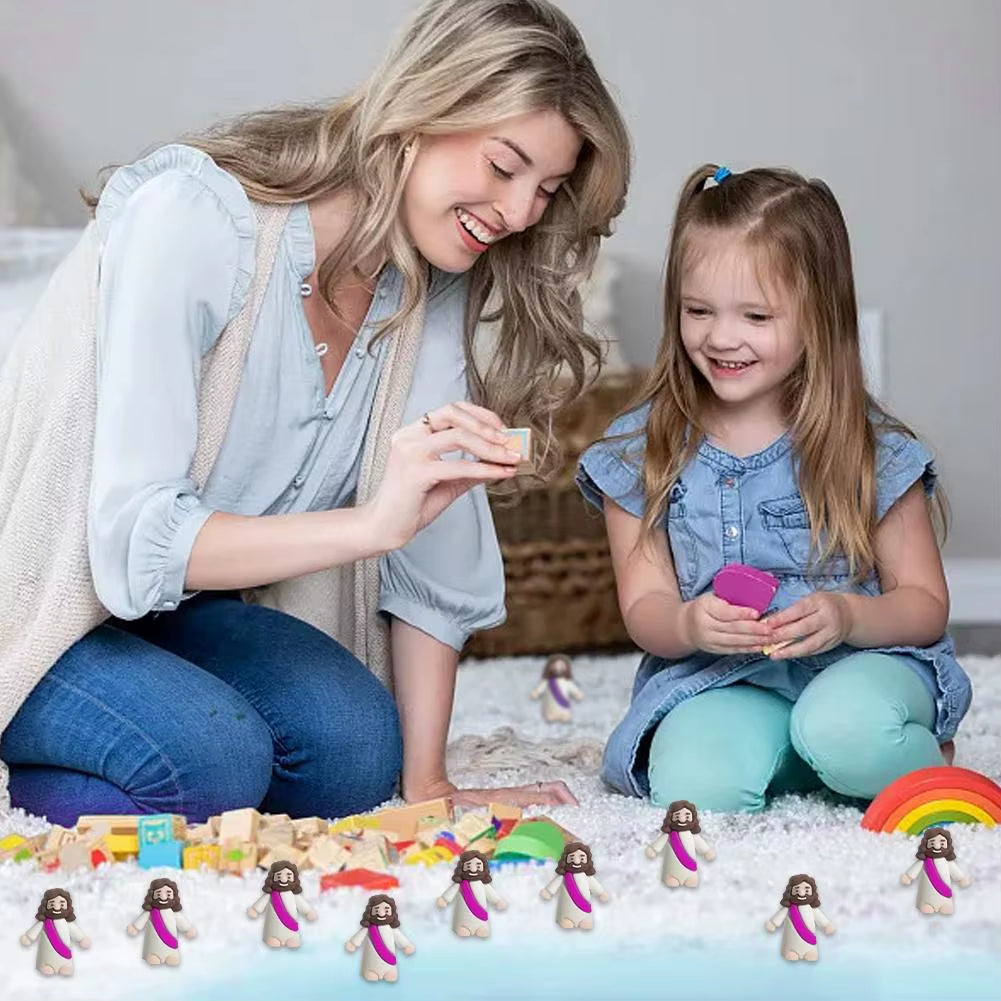 24/50/60Pcs Mini Jesus Statue Easter Decoration Jesus Toys Figure Christ Religious Savior Jesus Doll Easter Supplies