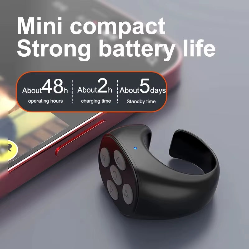 For Tiktok Ring Bluetooth Remote Control Fingertip Selfie Video Controller Automatic Page Turner Browsing for Mobile Phone