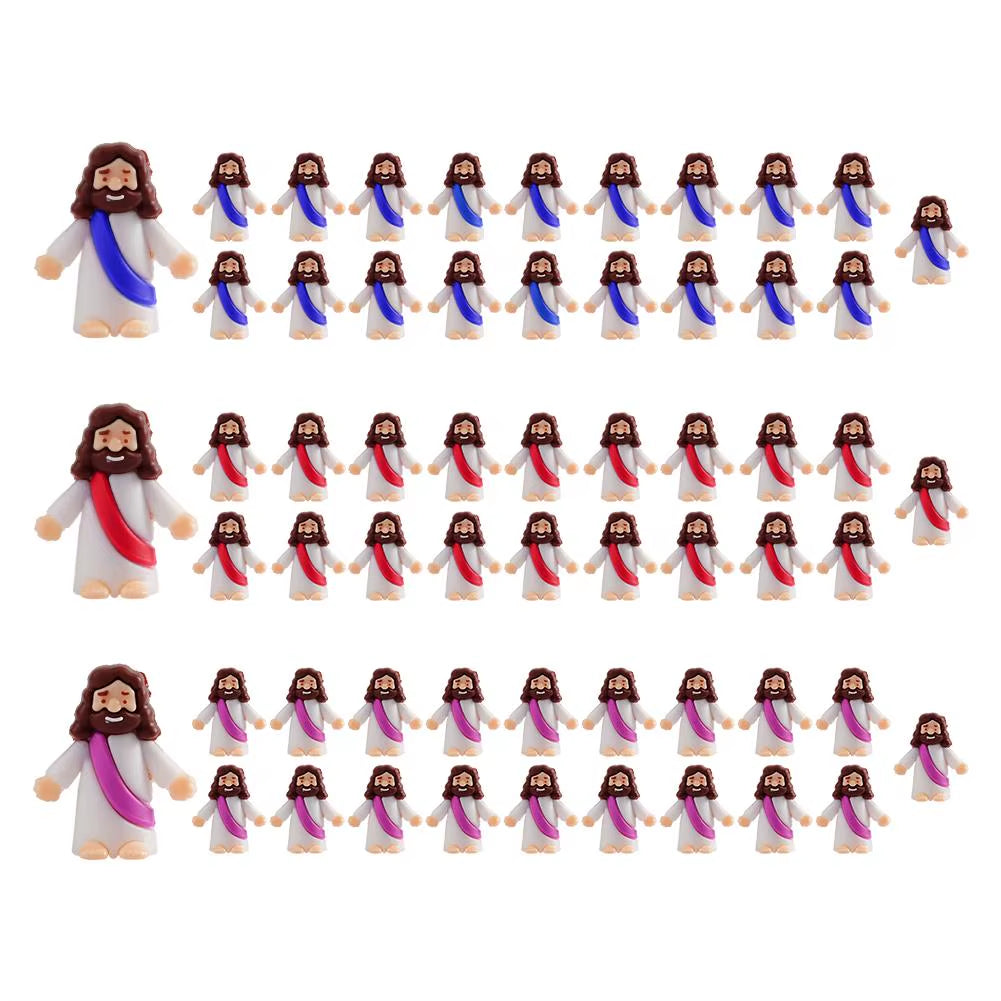 24/50/60Pcs Mini Jesus Statue Easter Decoration Jesus Toys Figure Christ Religious Savior Jesus Doll Easter Supplies