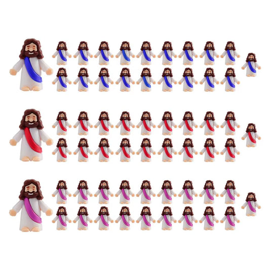 24/50/60Pcs Mini Jesus Statue Easter Decoration Jesus Toys Figure Christ Religious Savior Jesus Doll Easter Supplies